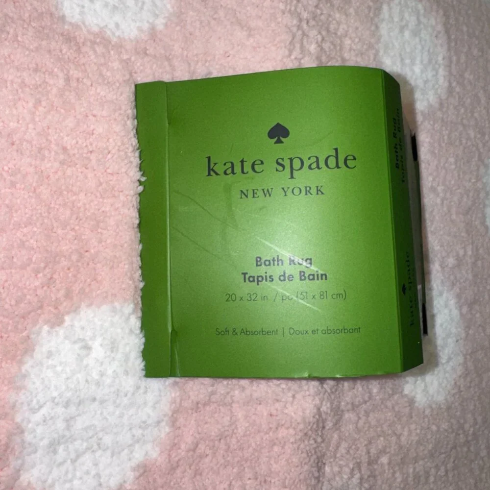 20 x 32 Kate Spade Ballet Pink White Polka Dots Bath Rug Mat Fuzzy Non Slip